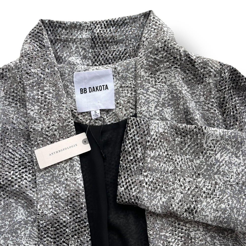 BB Dakota Anthropologie S Grey Black Serpentine Snake Print Duster Cardigan Boho